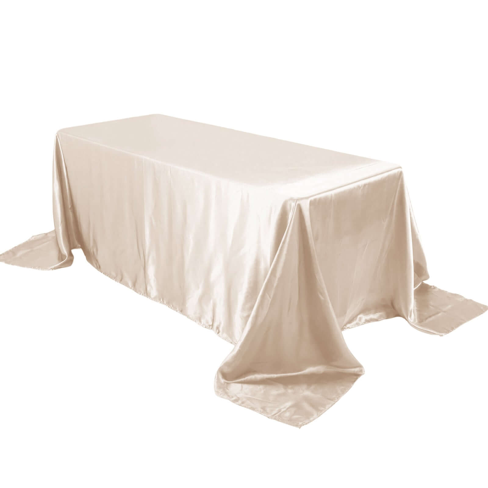 Satin Rectangular 90"x132" Tablecloth Beige Satin - Seamless Table Cover Pro Linens