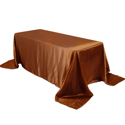 Satin Rectangular 90"x132" Tablecloth Cinnamon Brown Satin - Seamless Table Cover Pro Linens