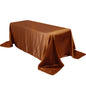 Satin Rectangular 90"x132" Tablecloth Cinnamon Brown Satin - Seamless Table Cover Pro Linens