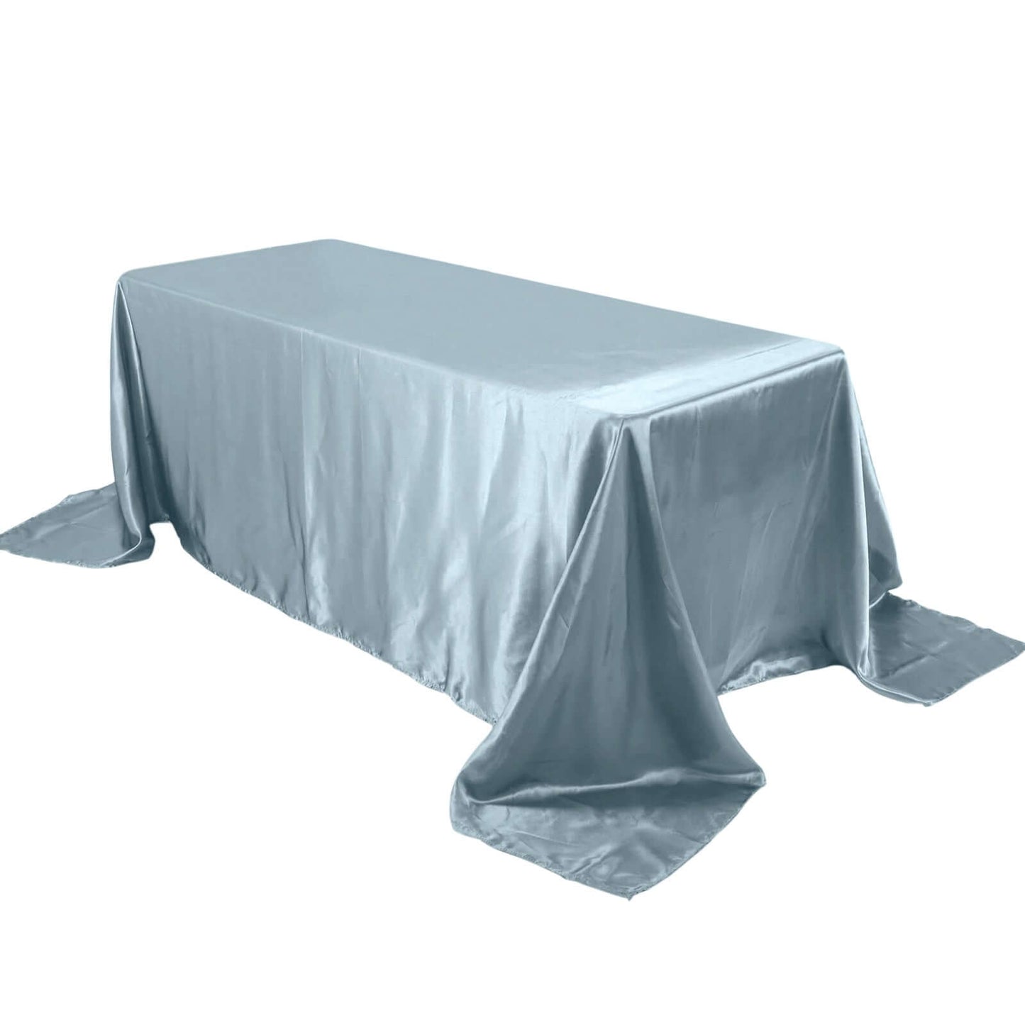 Satin Rectangular 90"x132" Tablecloth Dusty Blue Satin - Seamless Table Cover Pro Linens