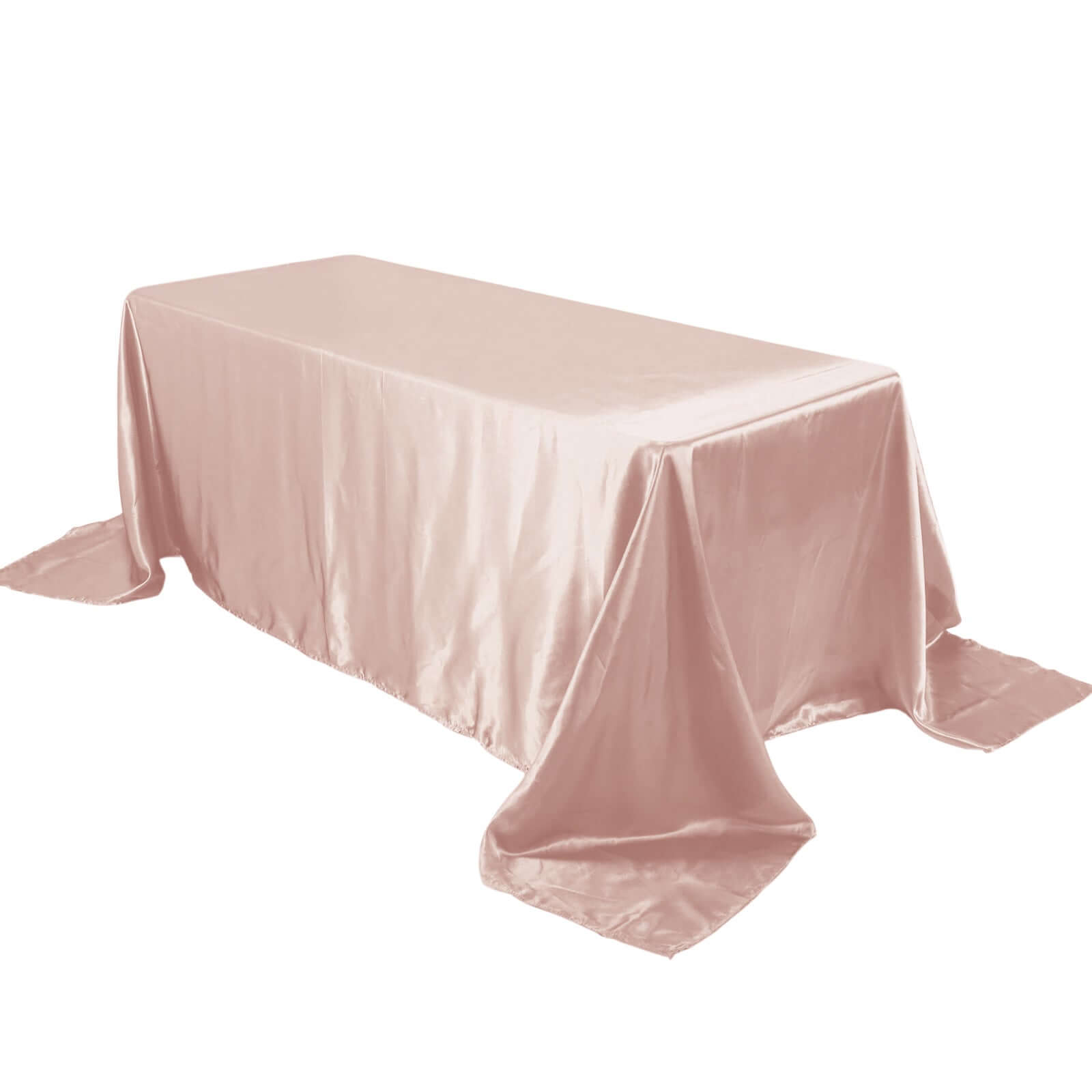 Satin Rectangular 90"x132" Tablecloth Dusty Rose Satin - Seamless Table Cover Pro Linens