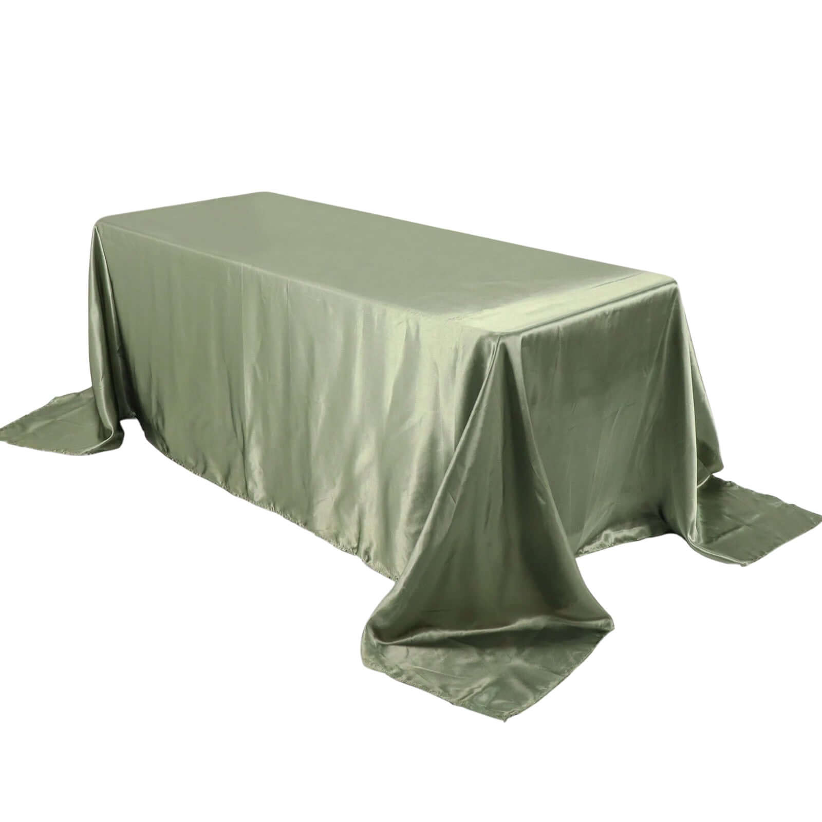 Satin Rectangular 90"x132" Tablecloth Dusty Sage Green Satin - Seamless Table Cover Pro Linens