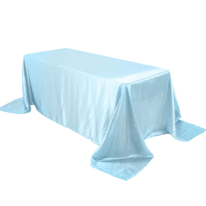 Satin Rectangular 90"x132" Tablecloth Light Blue Satin - Seamless Table Cover Pro Linens