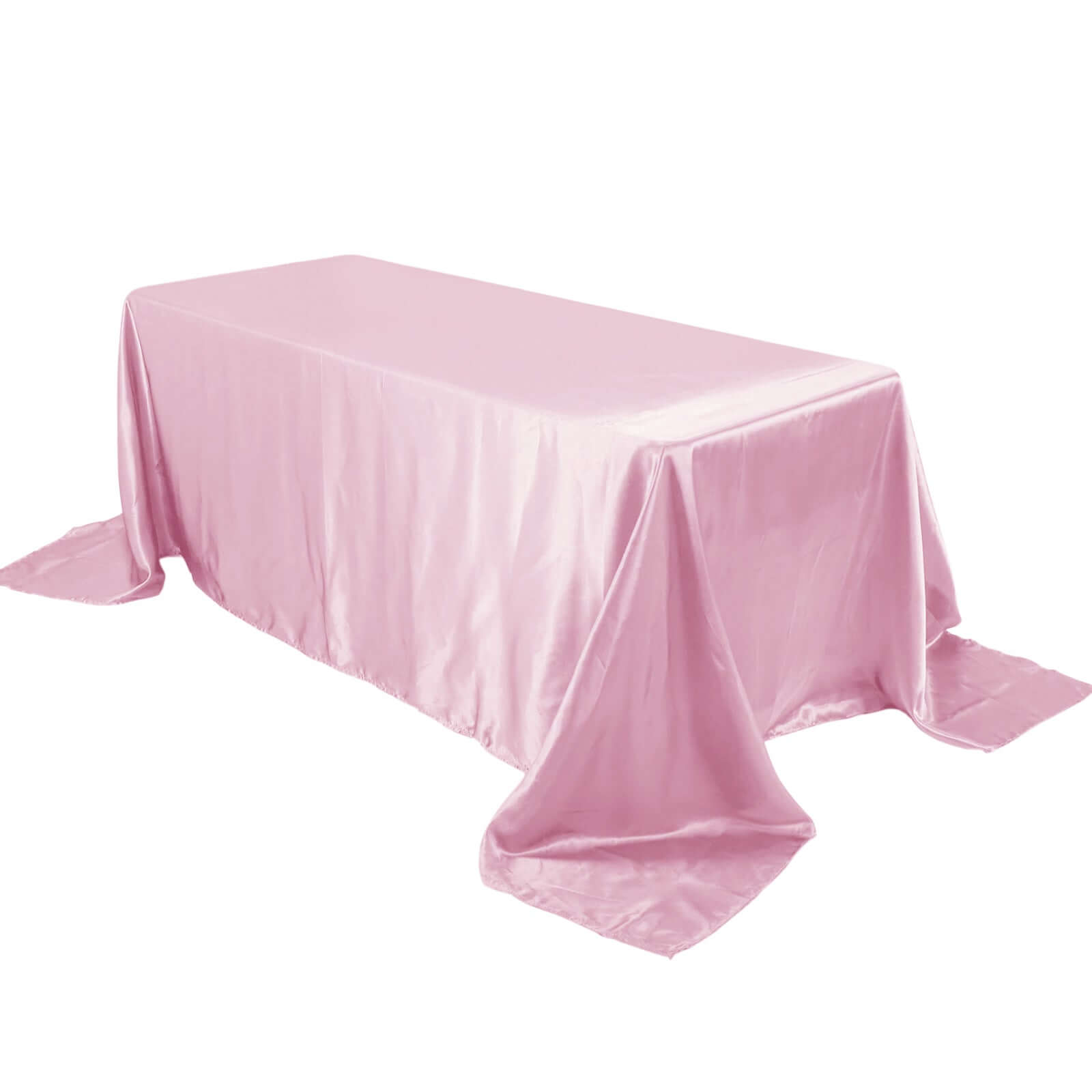 Satin Rectangular 90"x132" Tablecloth Pink Satin - Seamless Table Cover Pro Linens