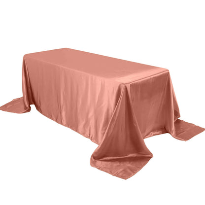 Satin Rectangular 90"x132" Tablecloth Terracotta (Rust) Satin - Seamless Table Cover Pro Linens