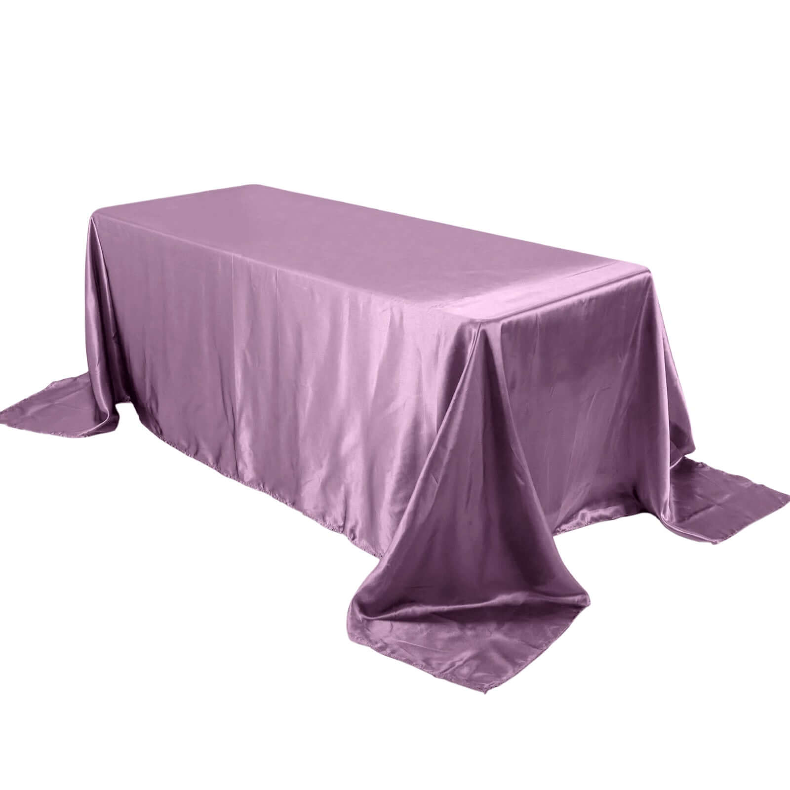 Satin Rectangular 90"x132" Tablecloth Violet Amethyst Satin - Seamless Table Cover Pro Linens