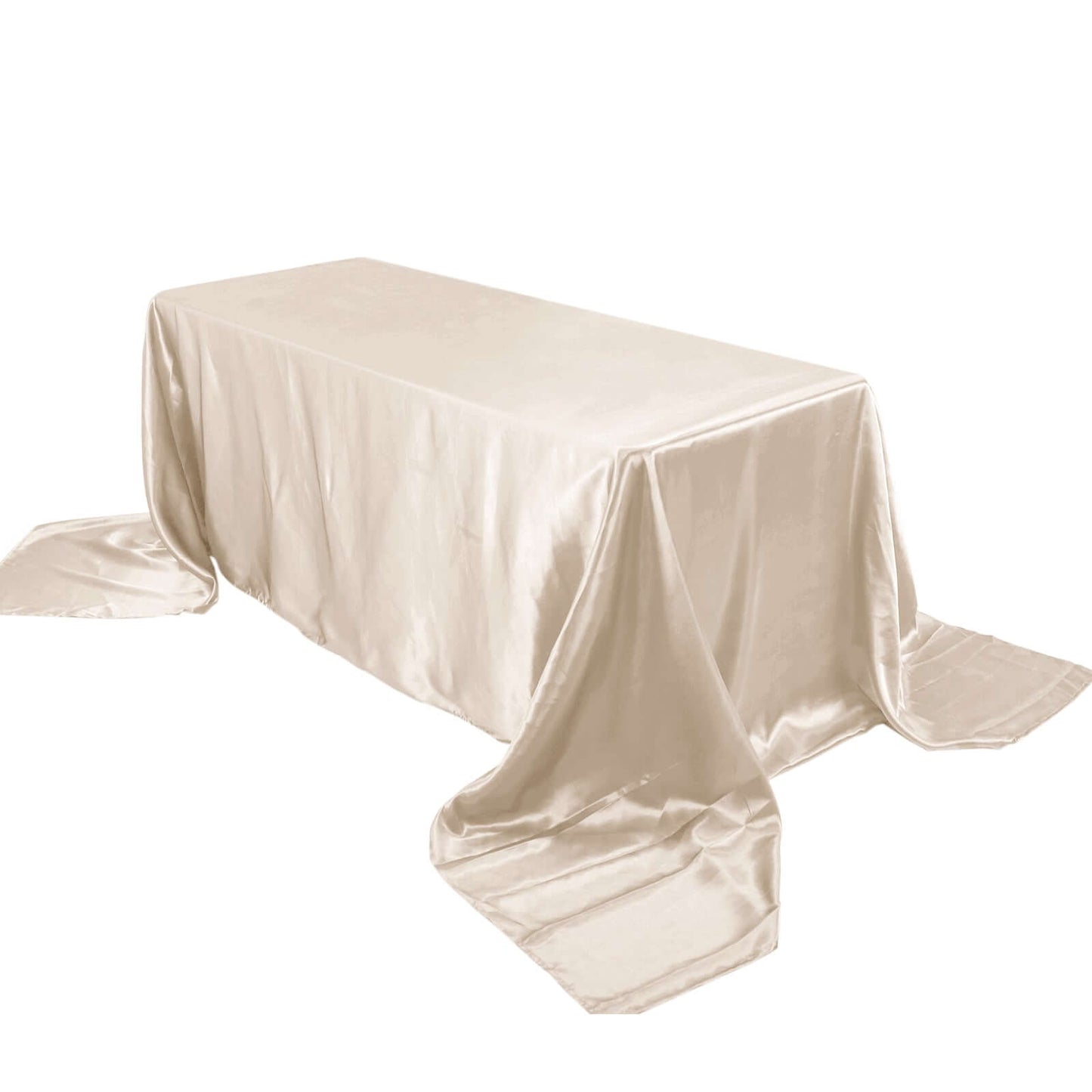 Satin Rectangular 90"x156" Tablecloth Beige - Seamless Table Cover Pro Linens