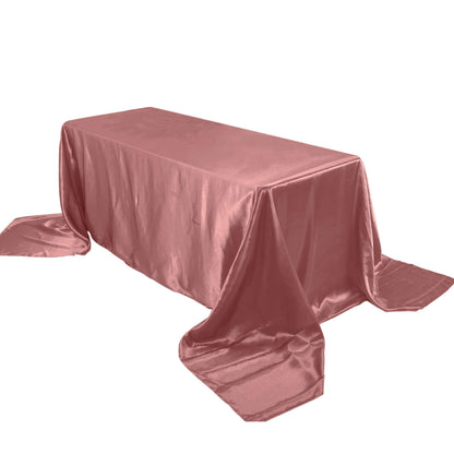 Satin Rectangular 90"x156" Tablecloth Cinnamon Rose - Seamless Table Cover Pro Linens