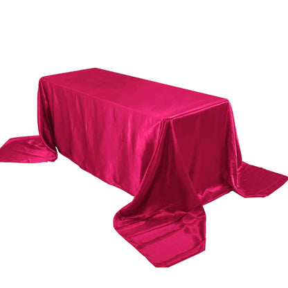 Satin Rectangular 90"x156" Tablecloth Fuchsia - Seamless Table Cover Pro Linens