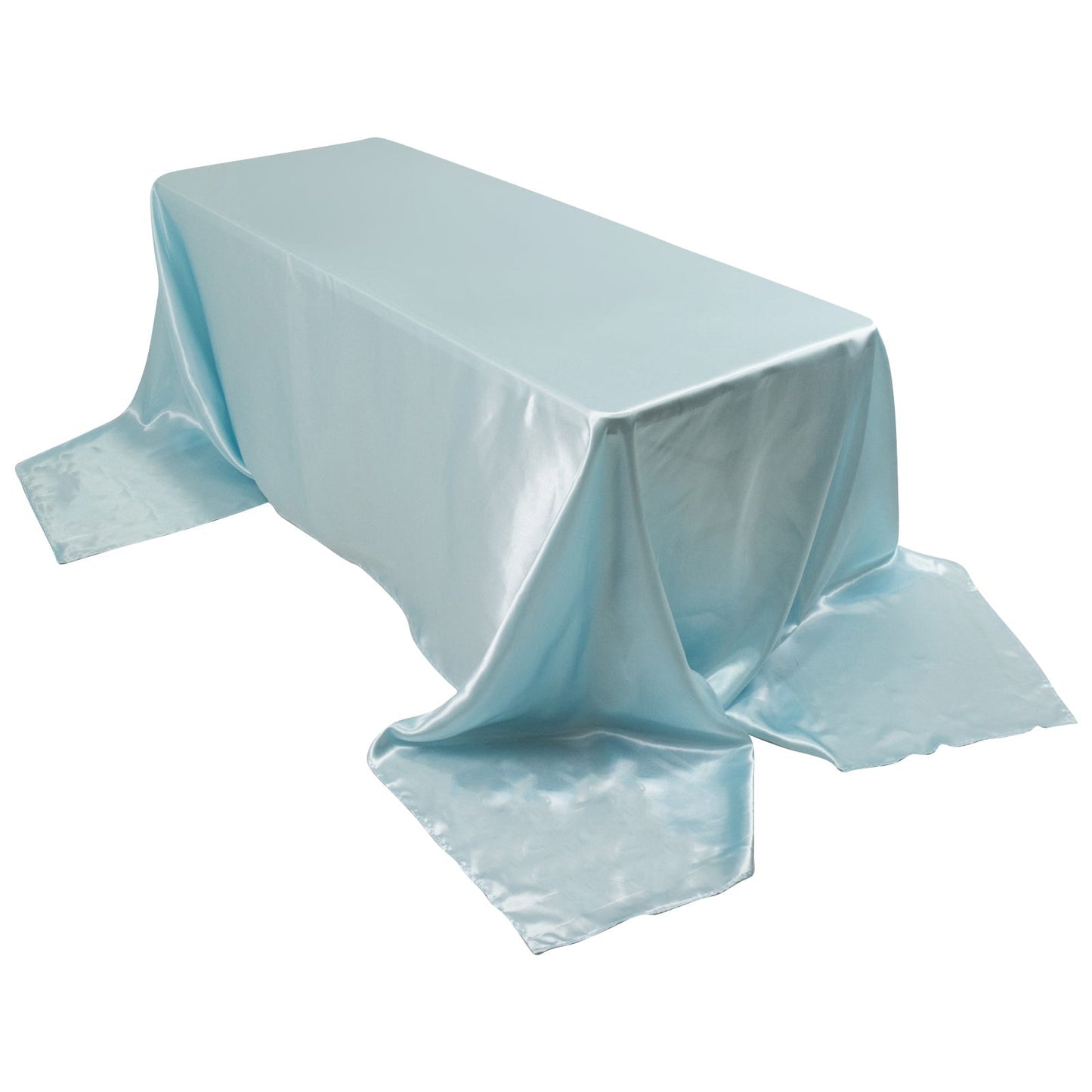 Satin Rectangular 90"x156" Tablecloth Light Blue - Seamless Table Cover Pro Linens