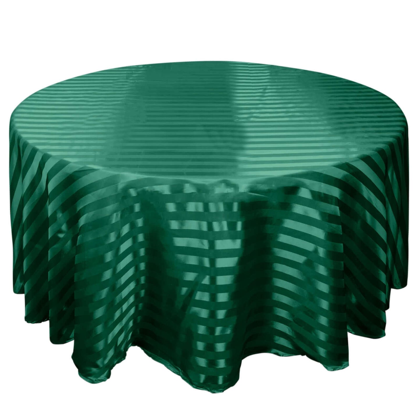 Satin Striped 120" Round Tablecloth Hunter Emerald Green Satin Stripe - Silky Smooth Seamless Table Cover Pro Linens