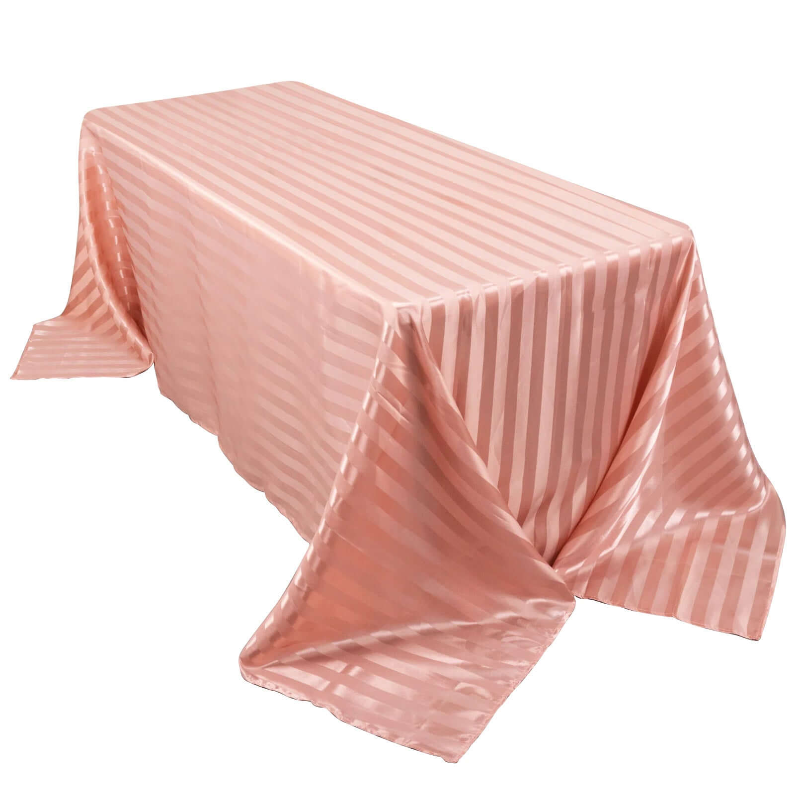 Satin Striped 90"x132" Rectangular Tablecloth Dusty Rose Satin Stripe - Seamless Silky Smooth Table Cover Pro Linens