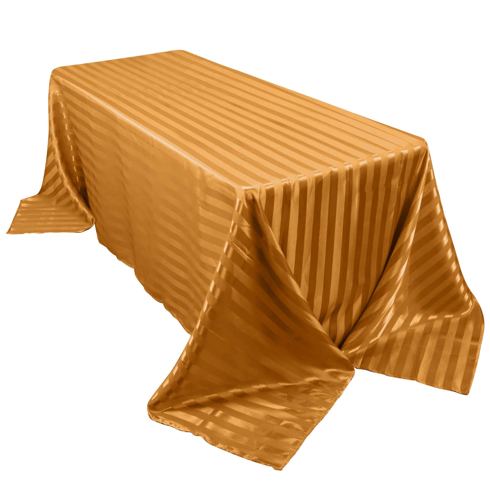 Satin Striped 90"x132" Rectangular Tablecloth Gold Satin Stripe - Seamless Silky Smooth Table Cover Pro Linens