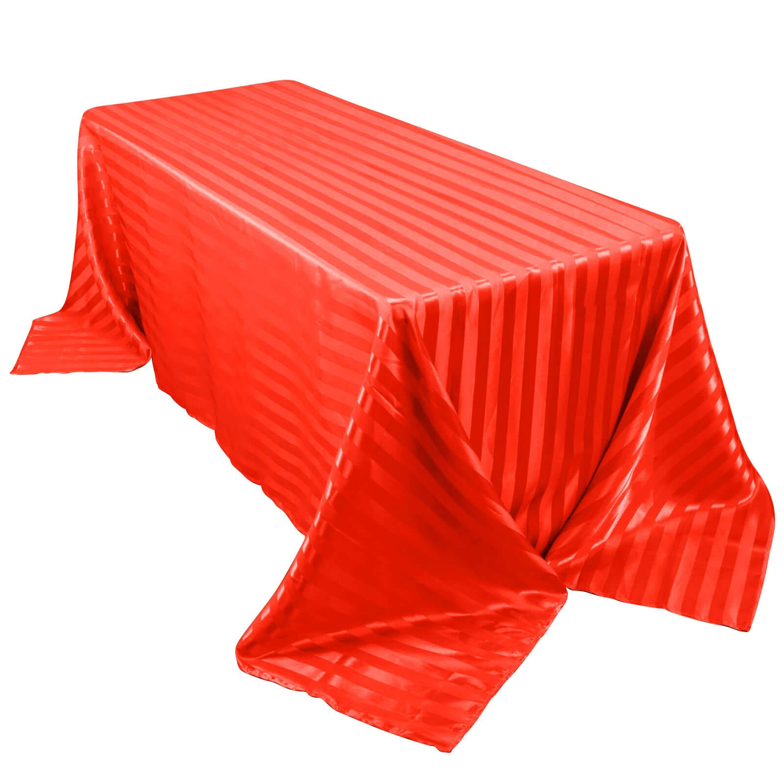 Satin Striped 90"x132" Rectangular Tablecloth Red Satin Stripe - Seamless Silky Smooth Table Cover Pro Linens