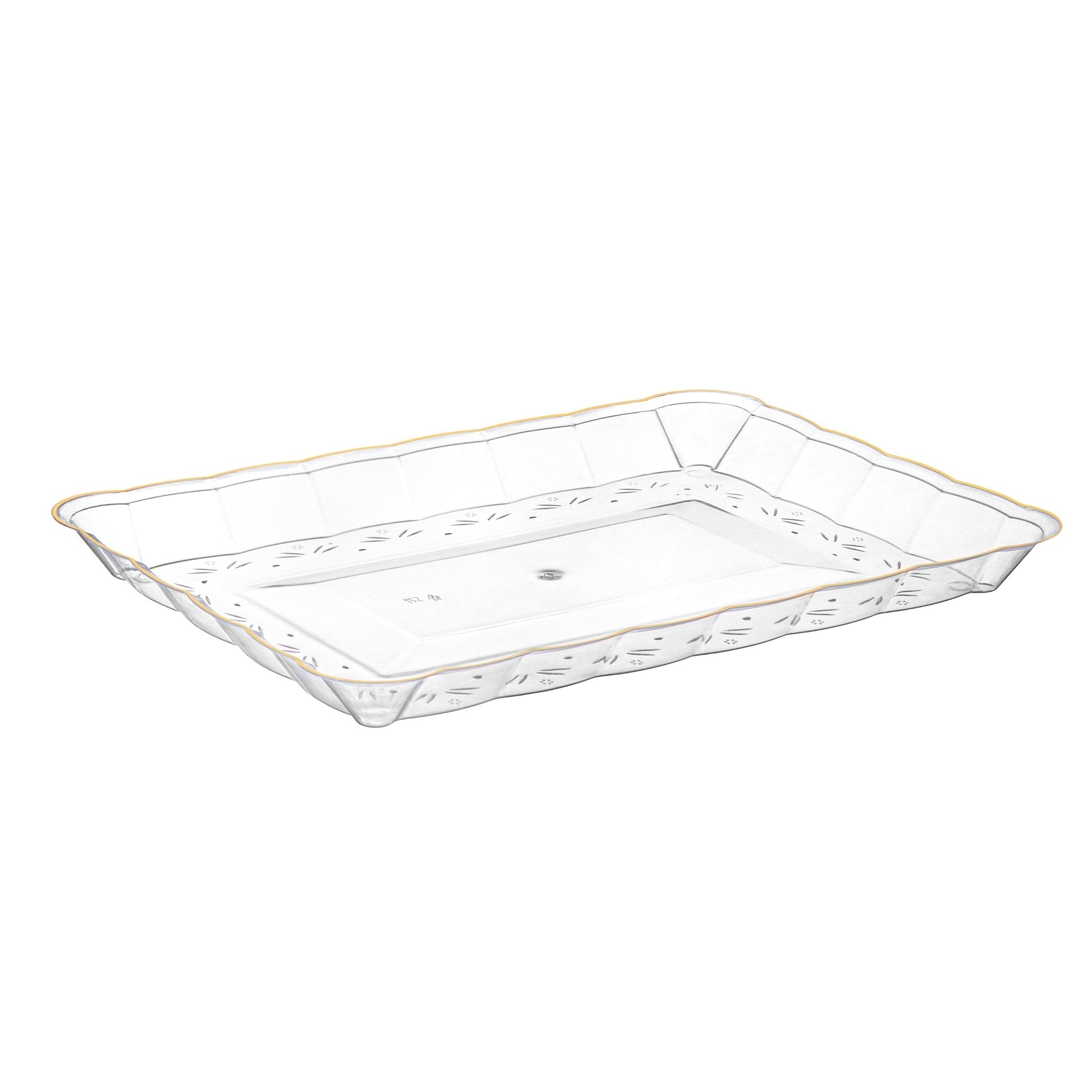 Scalloped Clear and Gold Rectangular Serving Tray - 4 Count Serving Tray Pro Linens