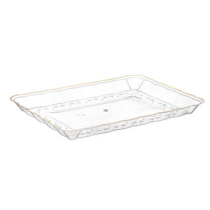 Scalloped Clear and Gold Rectangular Serving Tray - 4 Count Serving Tray Pro Linens