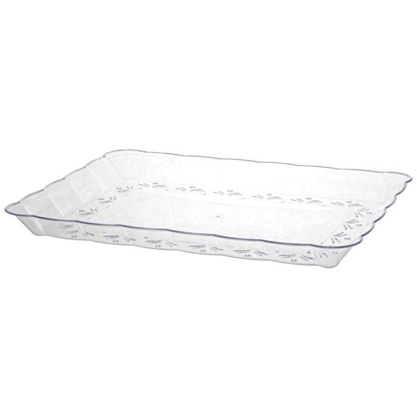 Scalloped Clear Rectangular Serving Tray - 2 Count Serving Tray Pro Linens