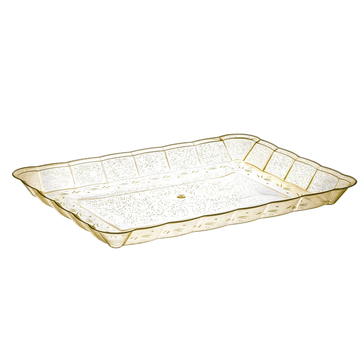 Scalloped Gold Glitter Rectangular Serving Tray - 4 Count Serving Tray Pro Linens