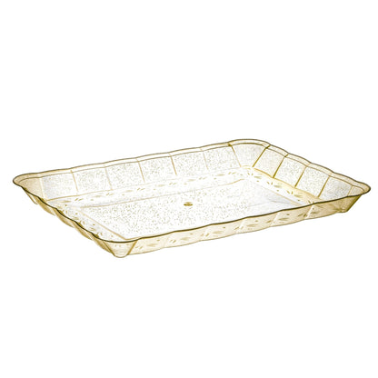 Scalloped Gold Glitter Rectangular Serving Tray - 4 Count Serving Tray Pro Linens