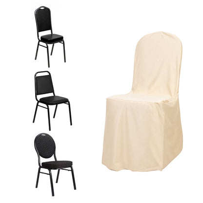 Scuba Stretch Chair Cover Beige for Banquet Chairs Slim Fit Design - Wrinkle Free and Durable Slipcover Pro Linens