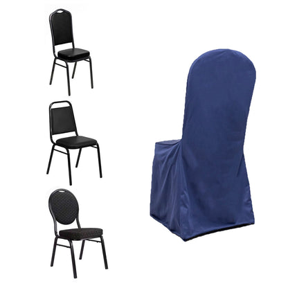 Scuba Stretch Chair Cover Navy Blue for Banquet Chairs Slim Fit Design - Wrinkle Free and Durable Slipcover Pro Linens