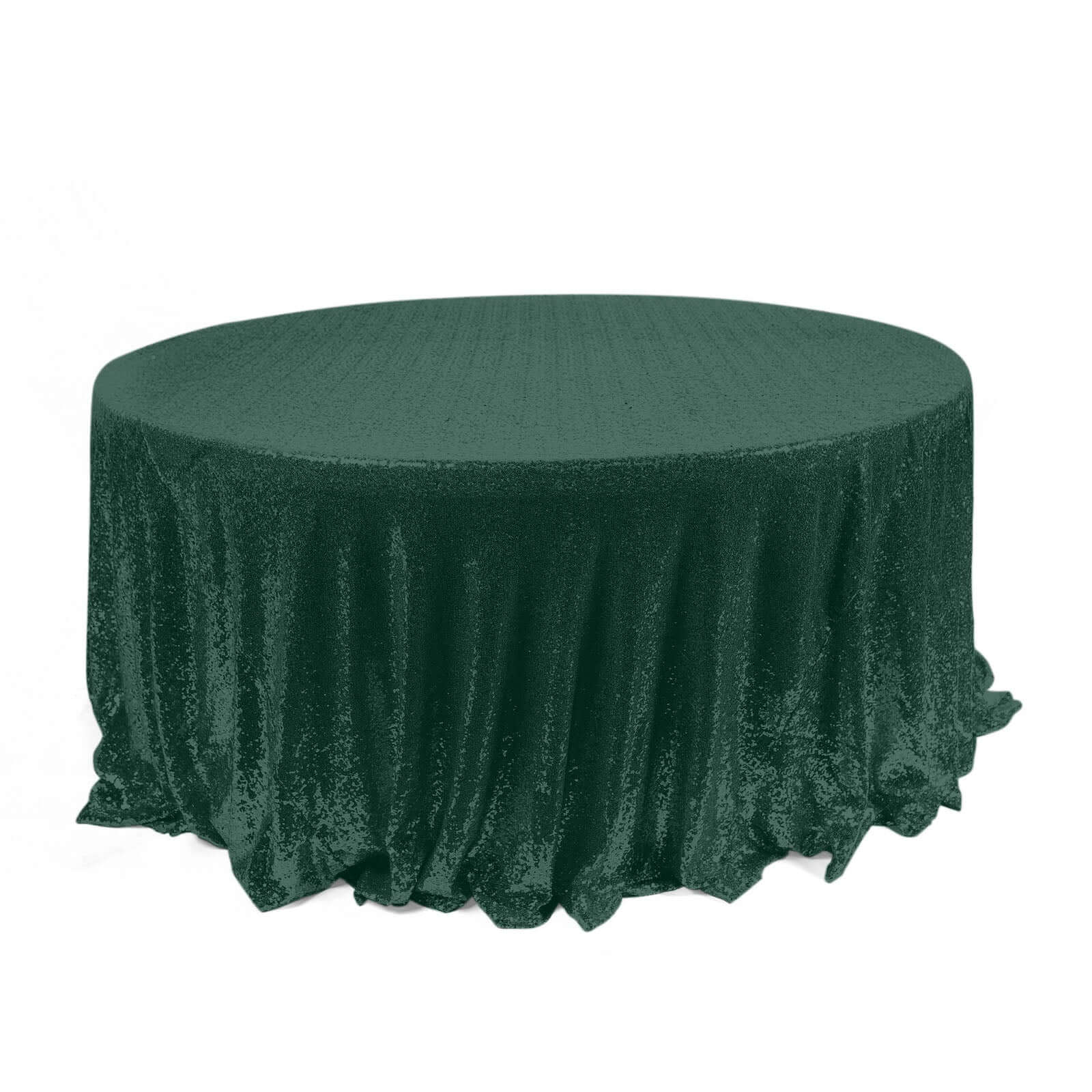 Sequin 120" Round Tablecloth Hunter Emerald Green - Seamless Glittering Table Cover Pro Linens