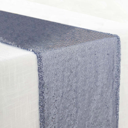 Sequin 12"x108" Table Runner Dusty Blue - Glittering Design Pro Linens