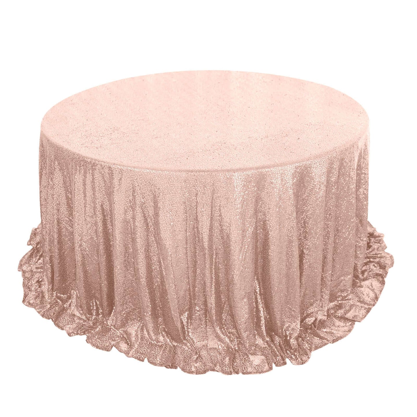 Sequin 132" Round Tablecloth Rose Gold - Seamless Dazzling Table Cover - Pro Linens