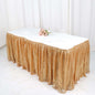 Sequin 17ft Table Skirt Gold - Pleated Satin With Top Velcro Strip - Glitzy Event Decoration Pro Linens