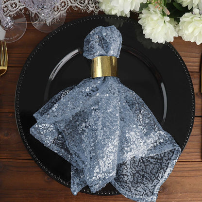 Sequin 20"x20" Napkin Dusty Blue - Shimmering Dinner Napkin Pro Linens