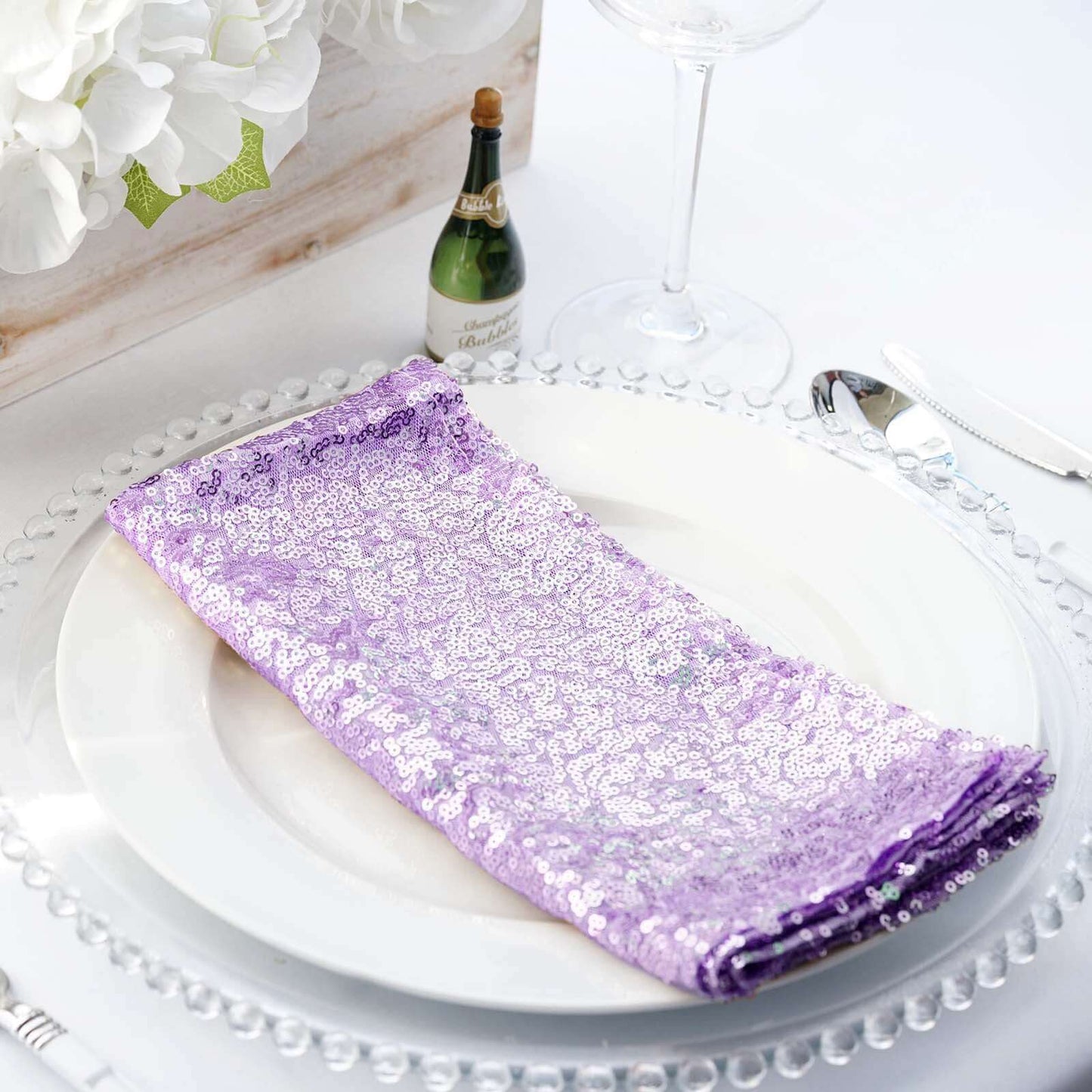 Sequin 20"x20" Napkin Lavender Lilac - Shimmering Dinner Napkin Pro Linens