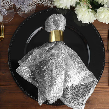 Sequin 20"x20" Napkin Silver - Shimmering Dinner Napkin Pro Linens