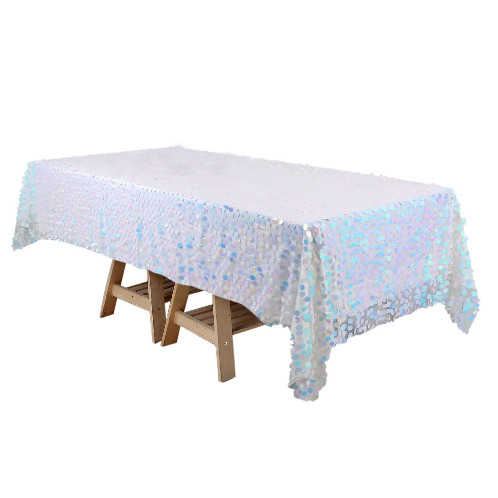 Sequin 60"x102" Rectangle Tablecloth Iridescent Blue - Big Payette Design for Modern Gatherings Pro Linens