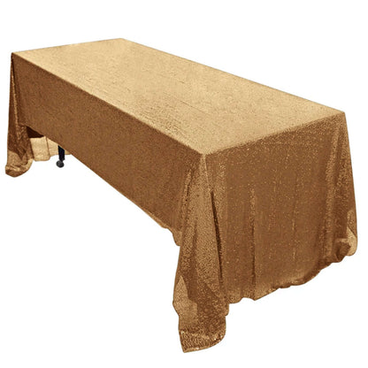 Sequin 60"x126" Rectangle Tablecloth Gold - Glittering Finish for Vibrant Celebrations - Pro Linens