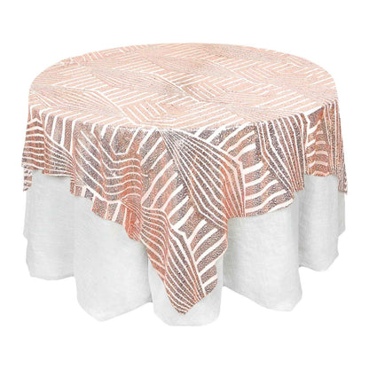 Sequin 72" Table Overlay Square Tablecloth Blush - Diamond Glitz Table Cover Pro Linens