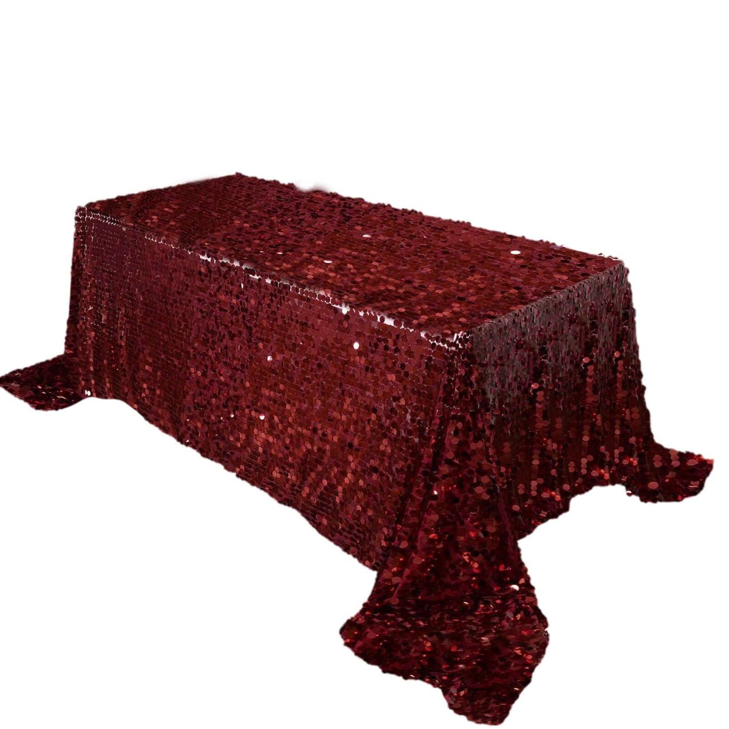 Sequin 90"x132" Rectangle Tablecloth Burgundy - Seamless Big Payette Design for Sophisticated Occasions - Pro Linens