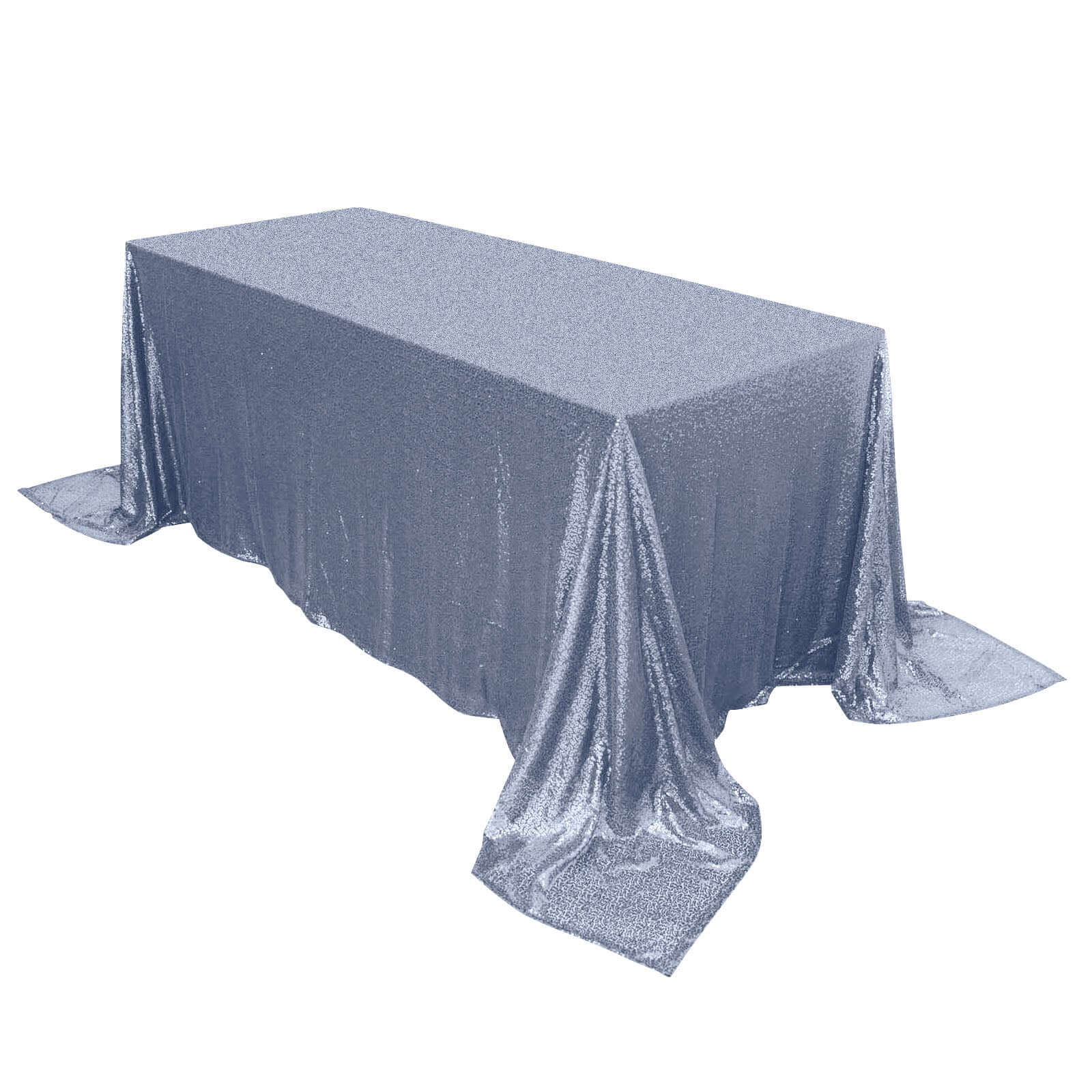 Sequin 90"x132" Rectangle Tablecloth Dusty Blue - Seamless Sparkly Table Cover Pro Linens