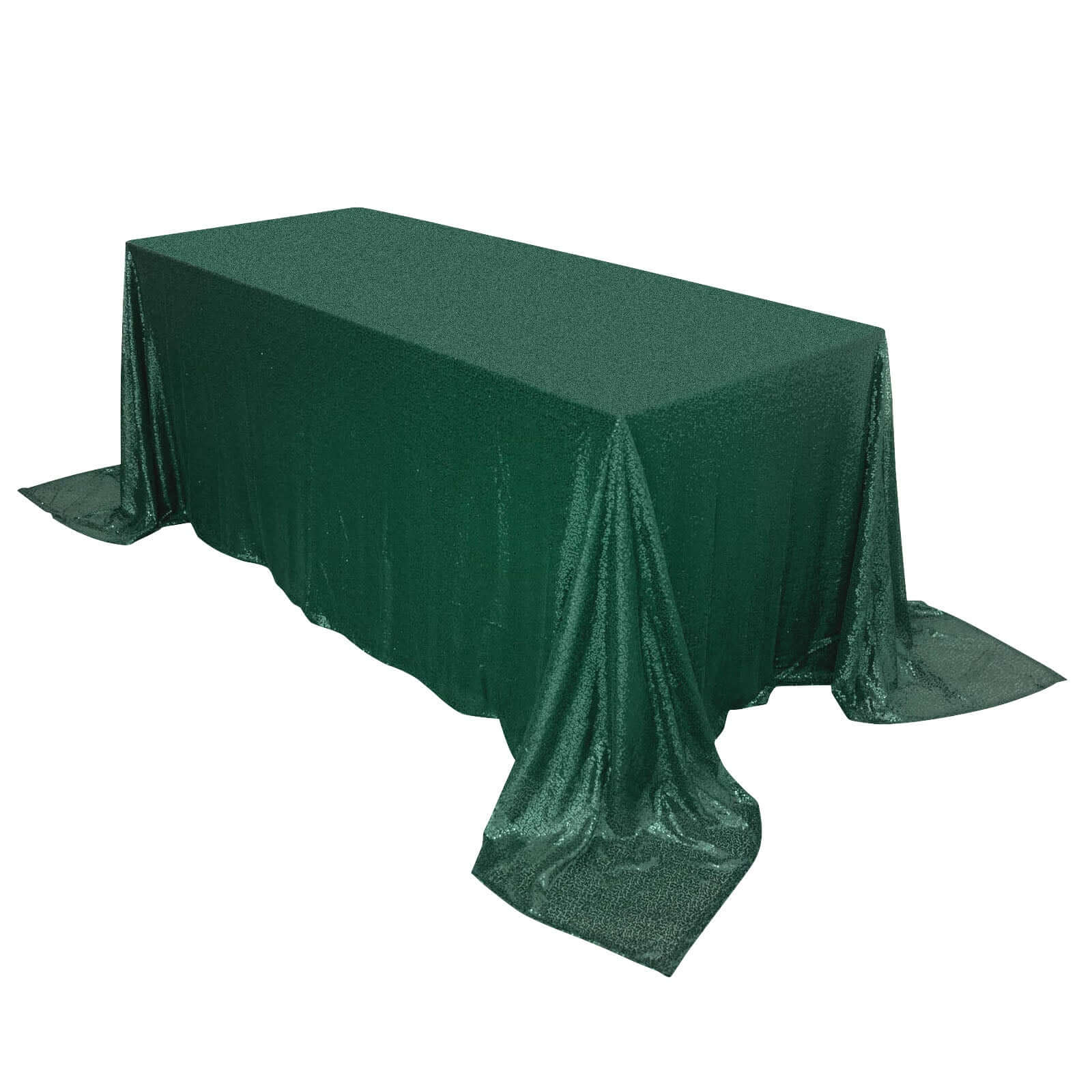 Sequin 90"x132" Rectangle Tablecloth Hunter Emerald Green - Seamless Sparkly Table Cover Pro Linens