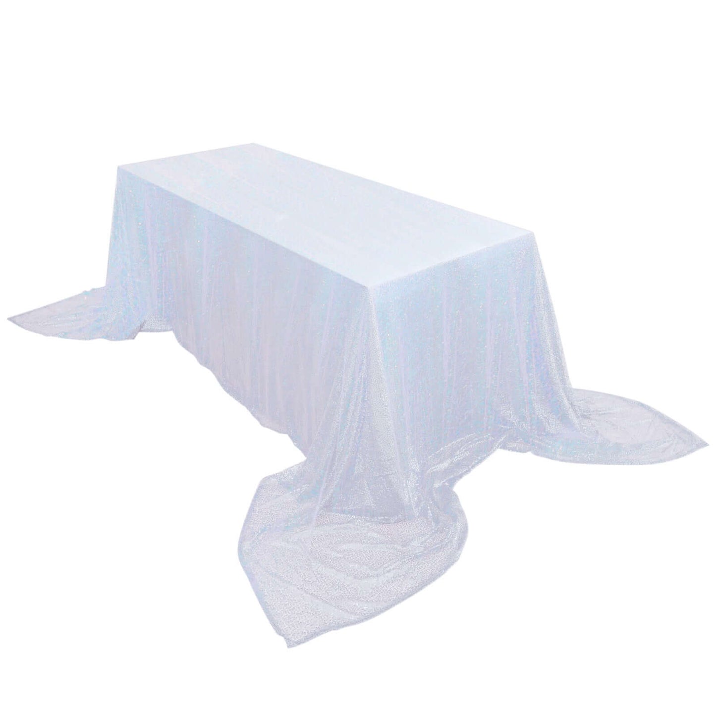 Sequin 90"x156" Rectangle Tablecloth Iridescent Blue - Seamless Twinkling Table Cover Pro Linens