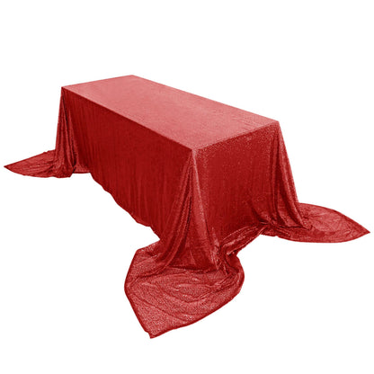 Sequin 90"x156" Rectangle Tablecloth Red - Seamless Twinkling Table Cover - Pro Linens