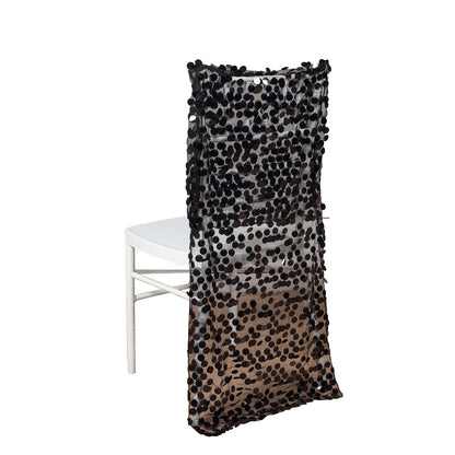 Sequin Chair Slipcover Big Payette Design for Chiavari Chairs Black - Glittering Chair Back Cover Pro Linens