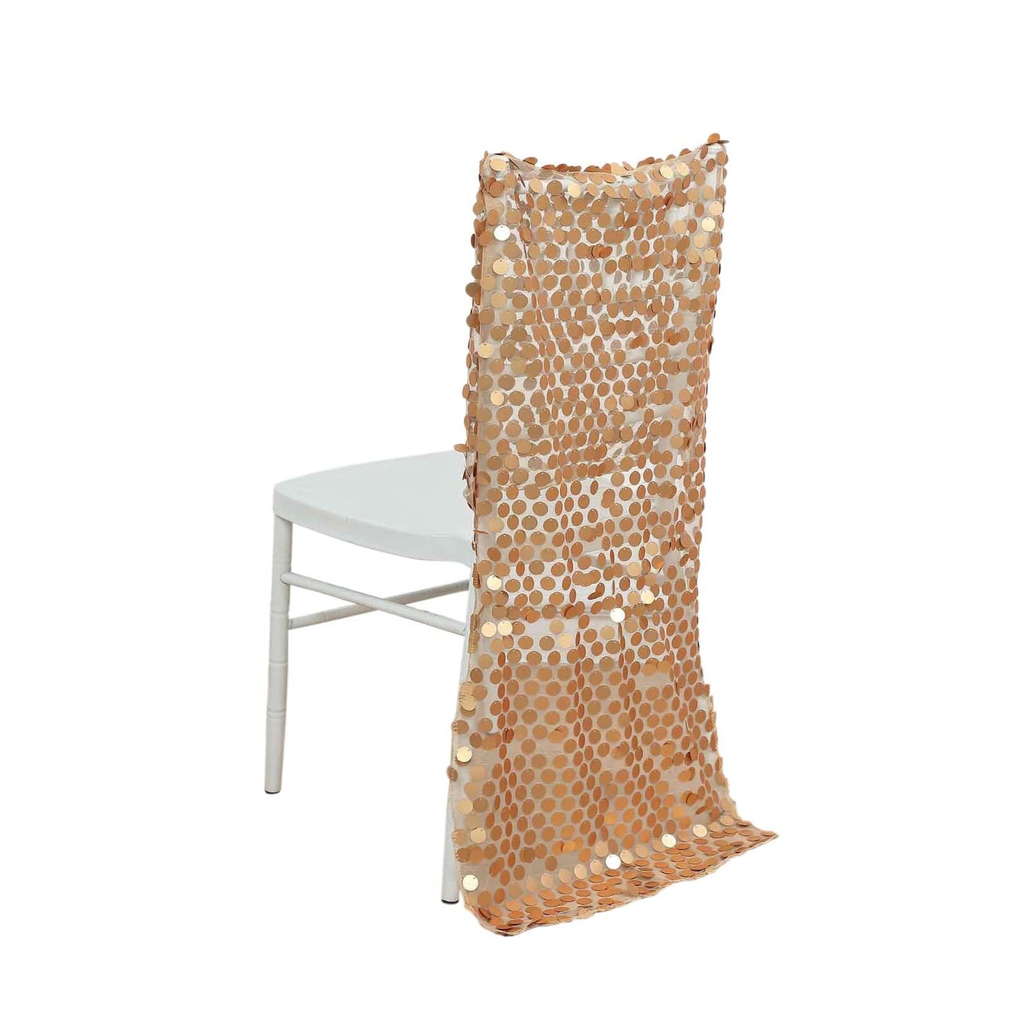 Sequin Chair Slipcover Big Payette Design for Chiavari Chairs Matte Champagne - Glittering Chair Back Cover Pro Linens