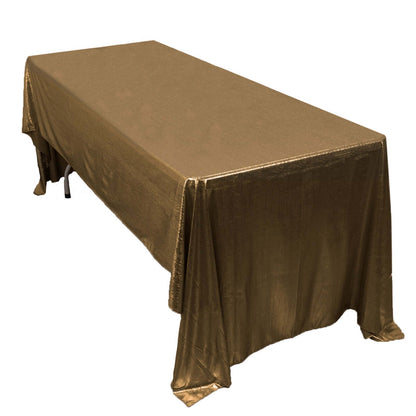 Sequin Dots Polyester 60"x126" Rectangle Tablecloth Shimmering Antique Gold - Wrinkle Free & Sparkling Table Cover - Pro Linens