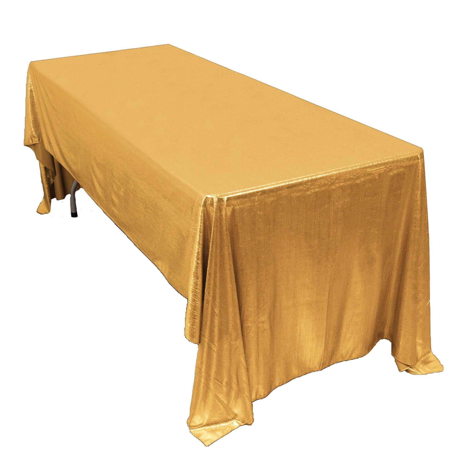 Sequin Dots Polyester 60"x126" Rectangle Tablecloth Shimmering Gold - Wrinkle Free & Sparkling Table Cover for Stylish Event Decor - Pro Linens