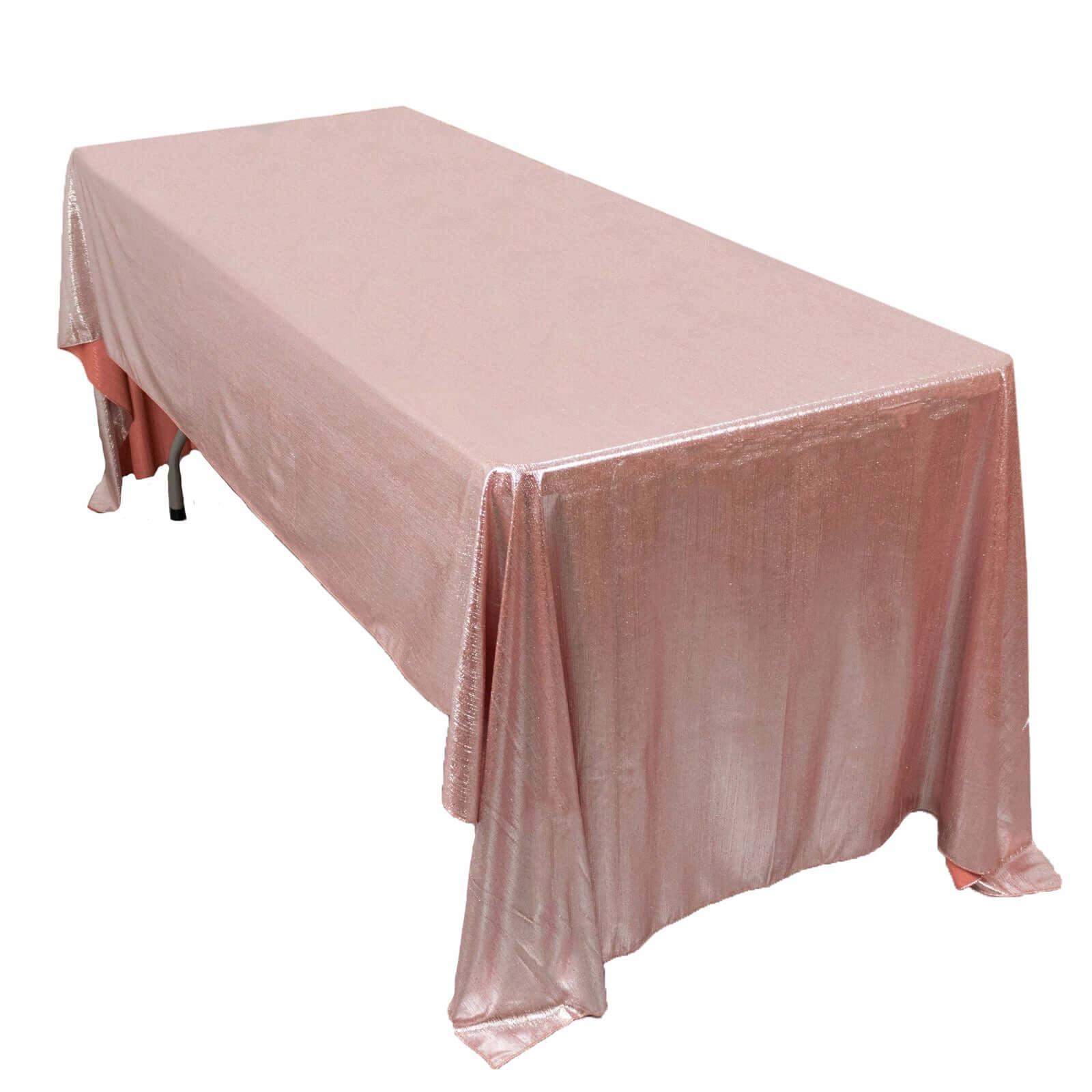 Sequin Dots Polyester 60"x126" Rectangle Tablecloth Shimmering Rose Gold - Wrinkle Free & Sparkling Table Cover - Pro Linens