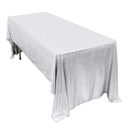 Sequin Dots Polyester 60"x126" Rectangle Tablecloth Shimmering Silver - Wrinkle Free & Sparkling Table Cover - Pro Linens