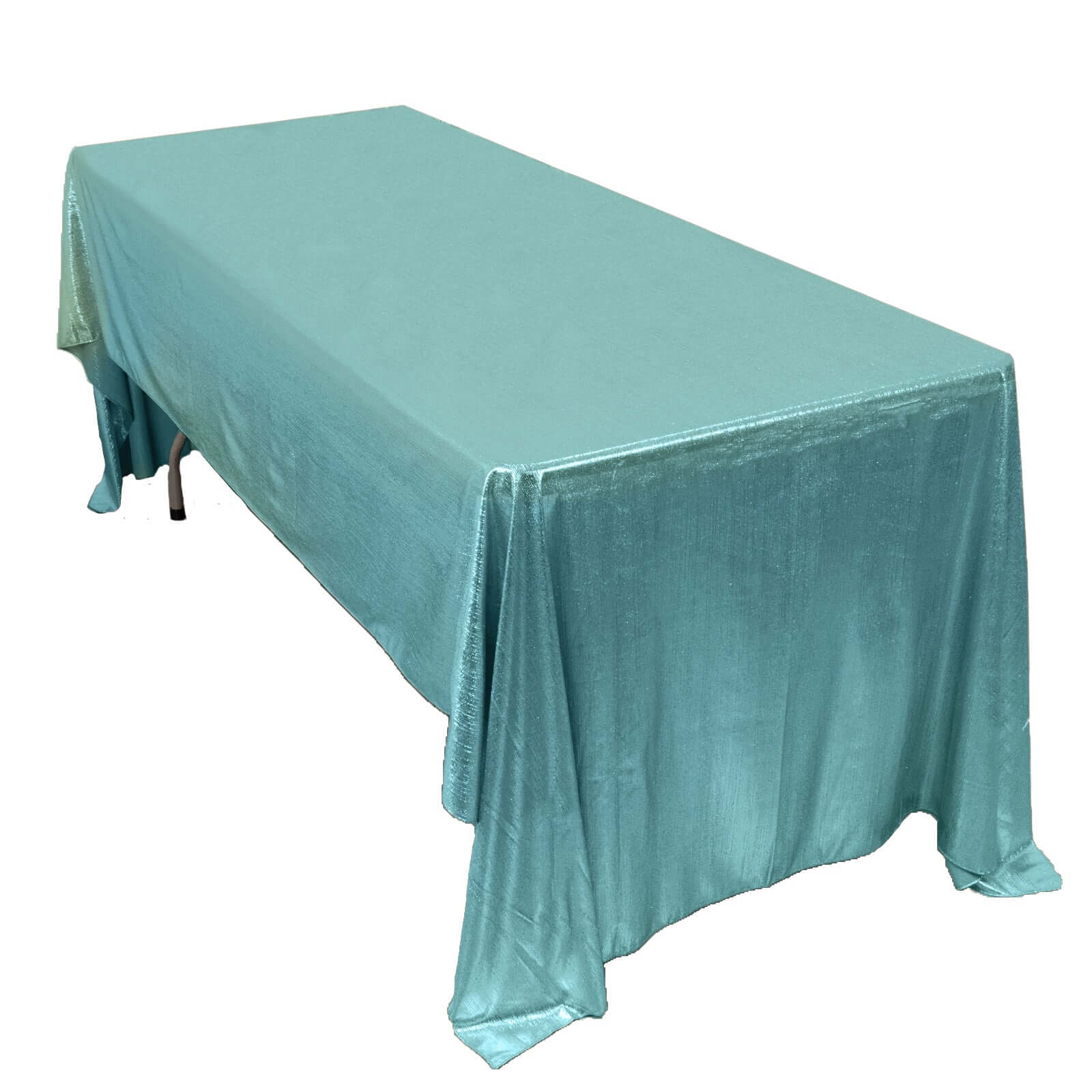 Sequin Dots Polyester 60"x126" Rectangle Tablecloth Shimmering Turquoise - Wrinkle Free & Sparkling Table Cover - Pro Linens