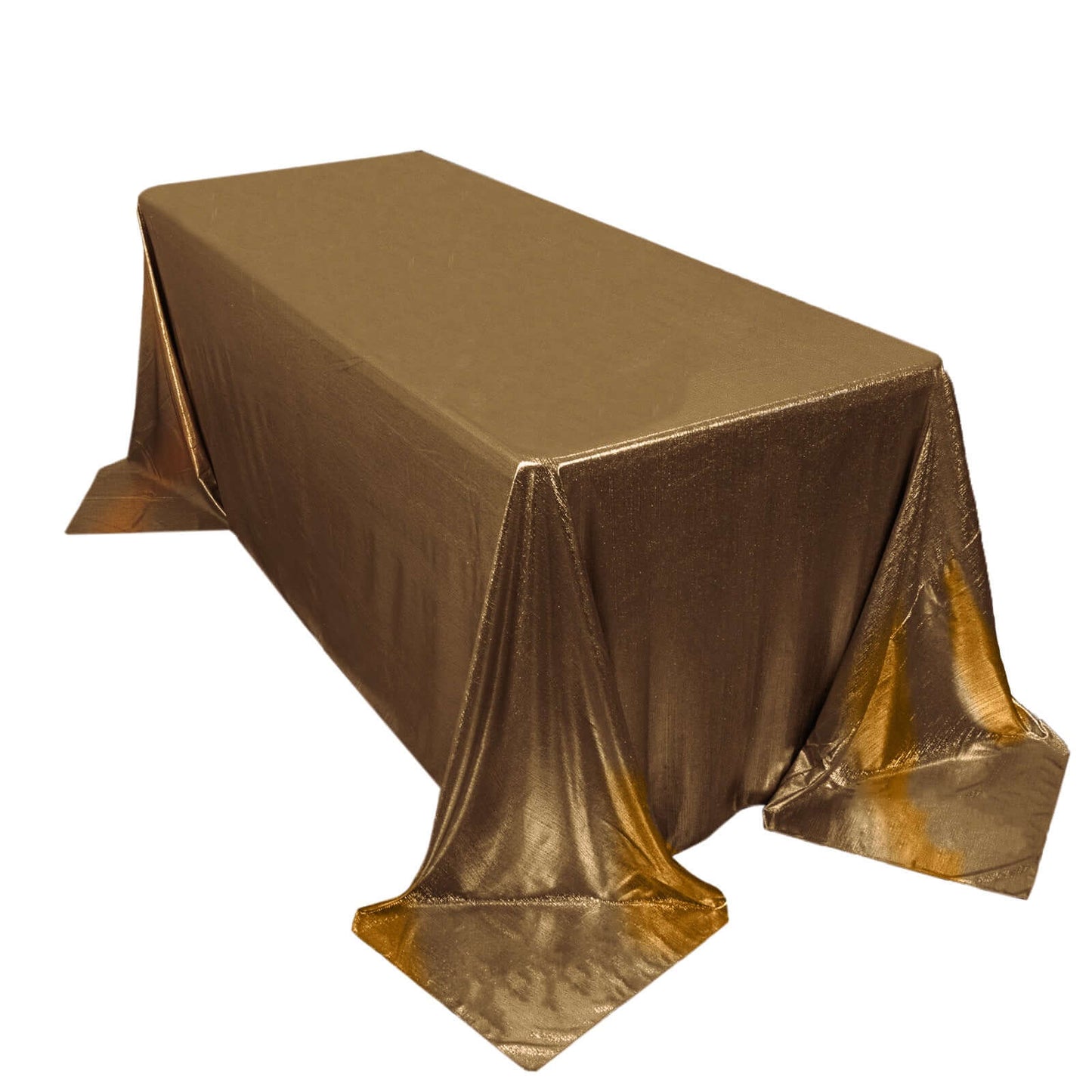 Sequin Dots Polyester 90"x132" Rectangle Tablecloth Shimmering Antique Gold - Seamless, Glittering & Wrinkle Free Table Cover - Pro Linens