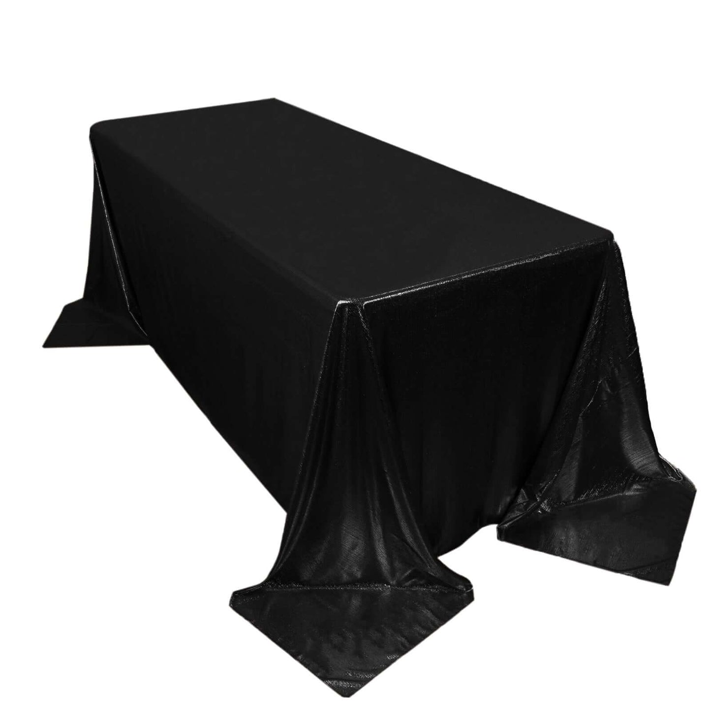 Sequin Dots Polyester 90"x132" Rectangle Tablecloth Shimmering Black - Seamless, Glittering & Wrinkle Free Table Cover - Pro Linens