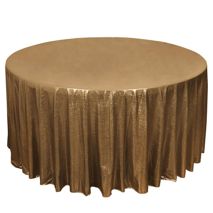 Sequin Dots Polyester Round 120" Tablecloth Antique Gold - Wrinkle Free & Sparkling Table Cover Pro Linens